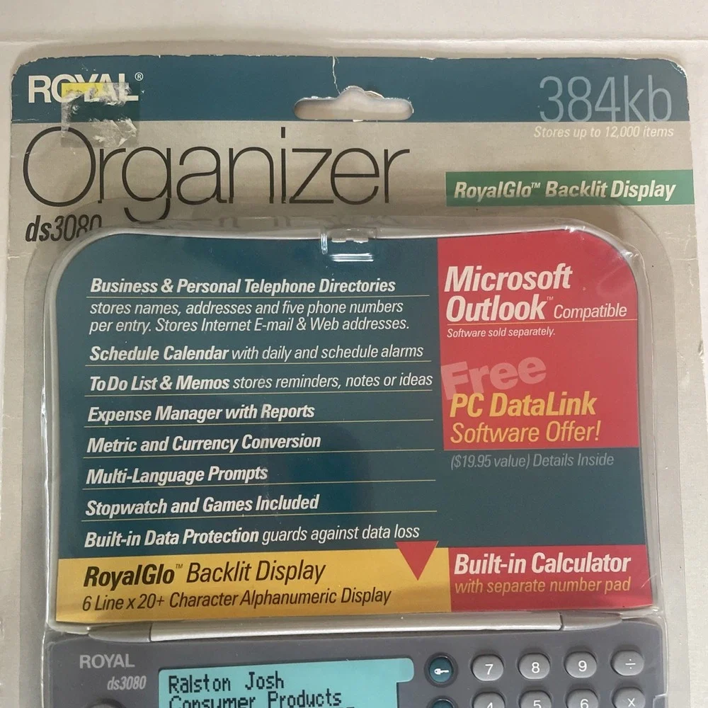 NEW Royal Electronic Pocket Organizer DS3080 384kb Backlit Display 6 Languages